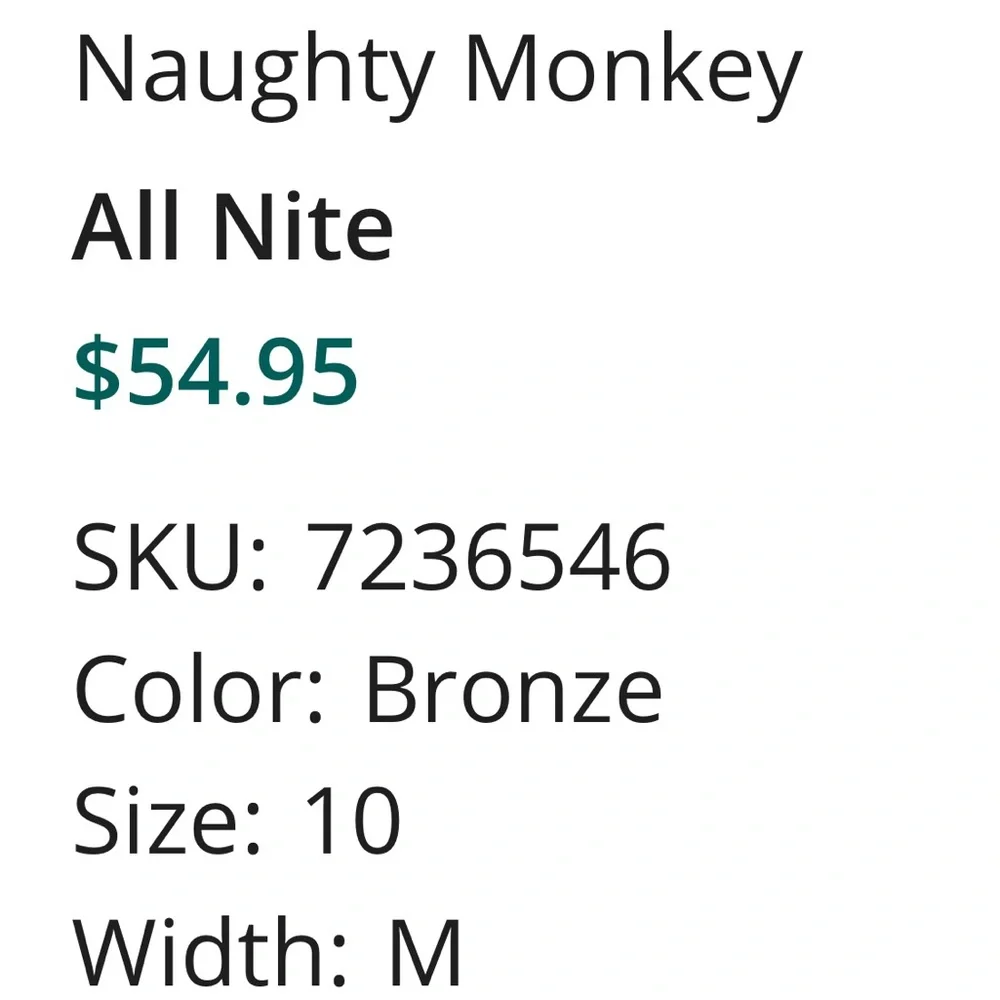 NIB Vintage Naughty Monkey All Night Bronze Wedge 10